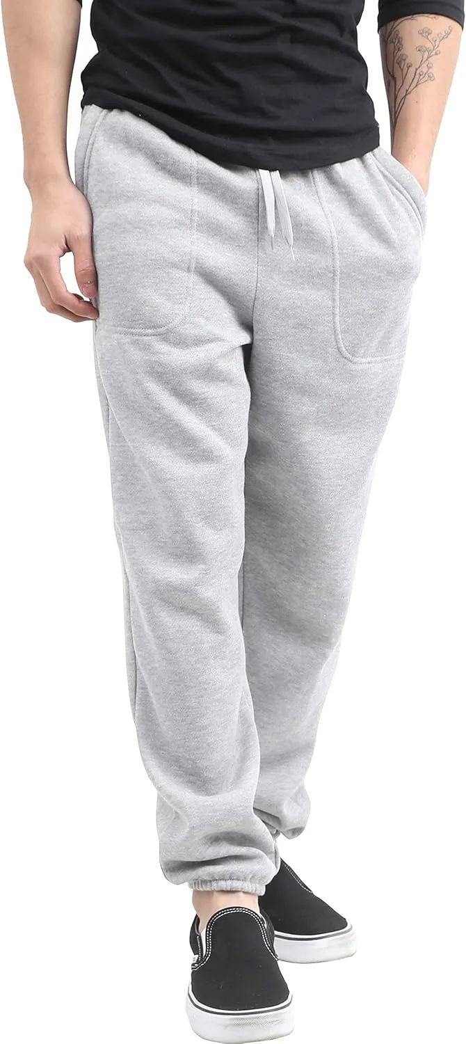 Mens Fleece Sweatpants Lightweight Elastic Jogger Loss Fit Drawstring Pants