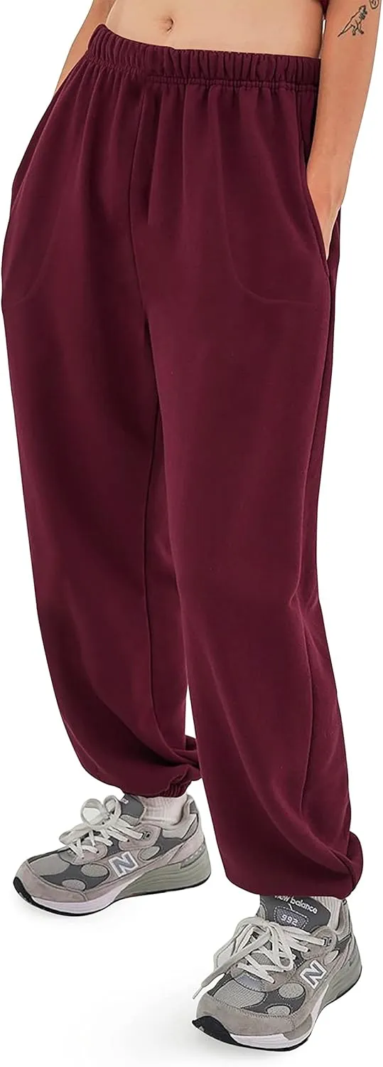 Mens Fleece Sweatpants Lightweight Elastic Jogger Loss Fit Drawstring Pants