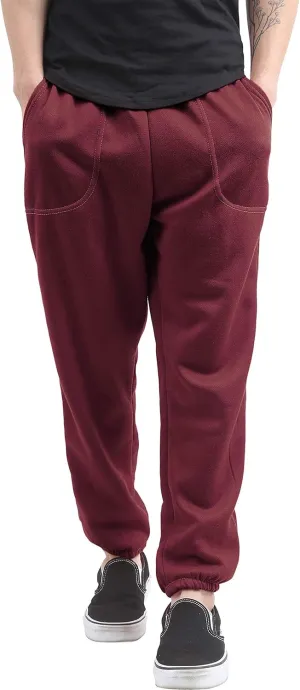 Mens Fleece Sweatpants Lightweight Elastic Jogger Loss Fit Drawstring Pants