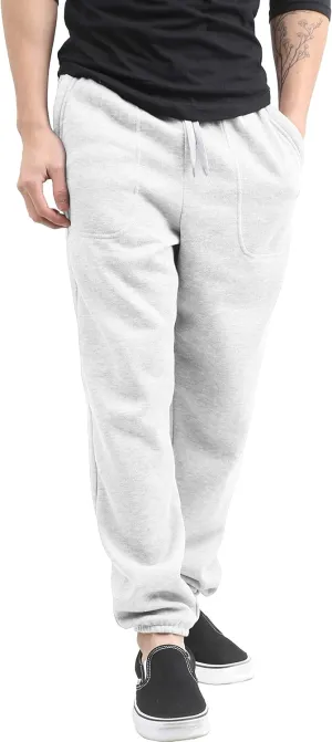 Mens Fleece Sweatpants Lightweight Elastic Jogger Loss Fit Drawstring Pants