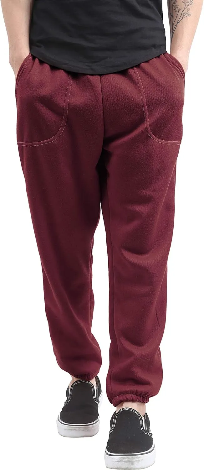 Mens Fleece Sweatpants Lightweight Elastic Jogger Loss Fit Drawstring Pants