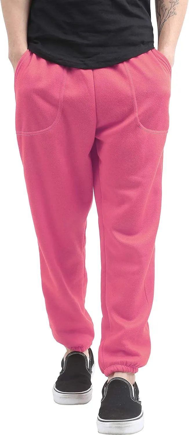Mens Fleece Sweatpants Lightweight Elastic Jogger Loss Fit Drawstring Pants