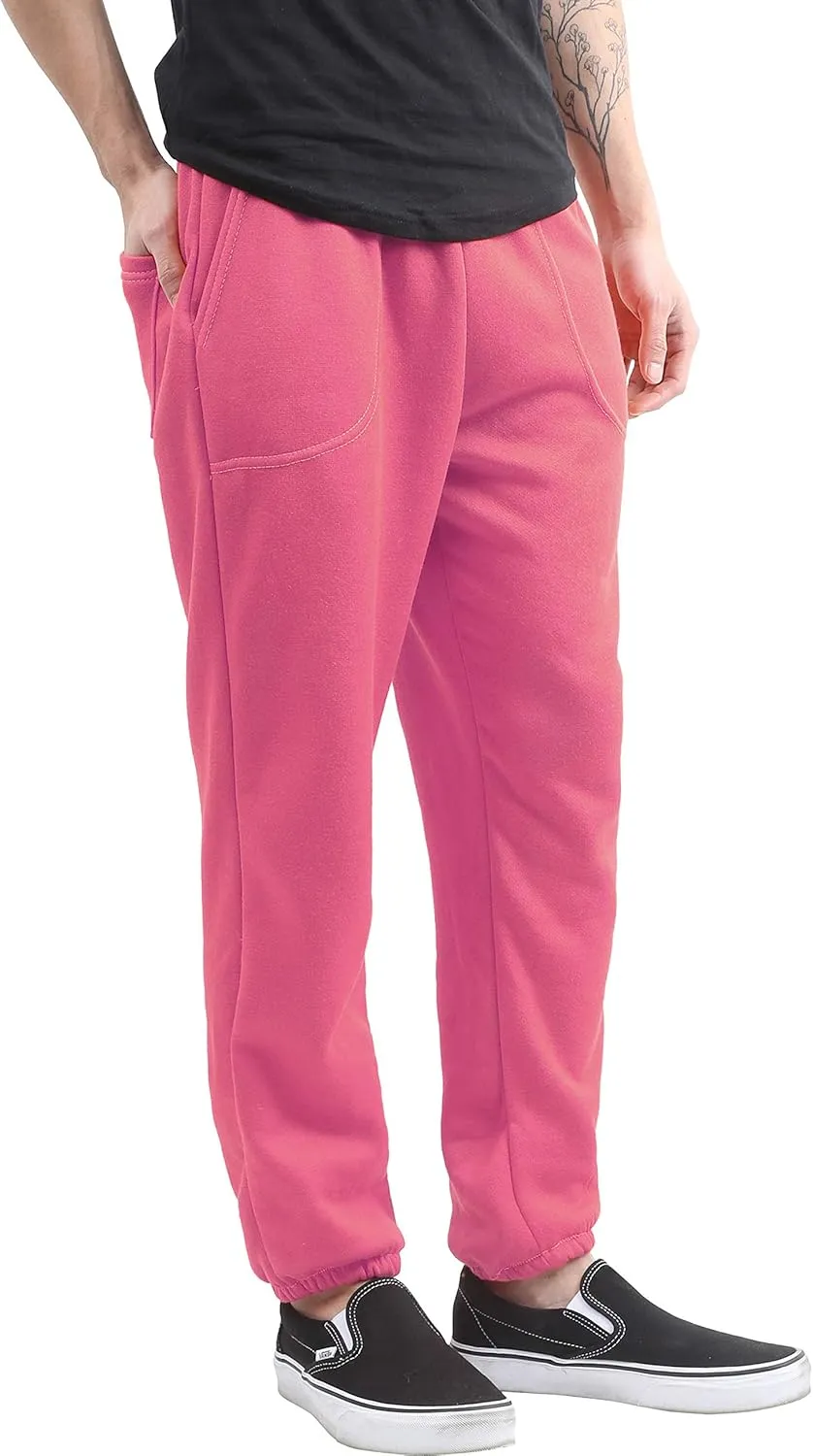 Mens Fleece Sweatpants Lightweight Elastic Jogger Loss Fit Drawstring Pants
