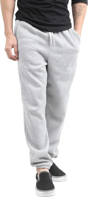 Mens Fleece Sweatpants Lightweight Elastic Jogger Loss Fit Drawstring Pants