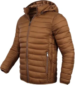 Men's Lightweight Puffer Jacket Down Packable Jacket Winter Coat with Hood