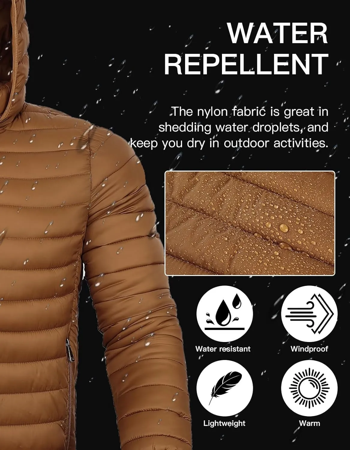 Men's Lightweight Puffer Jacket Down Packable Jacket Winter Coat with Hood