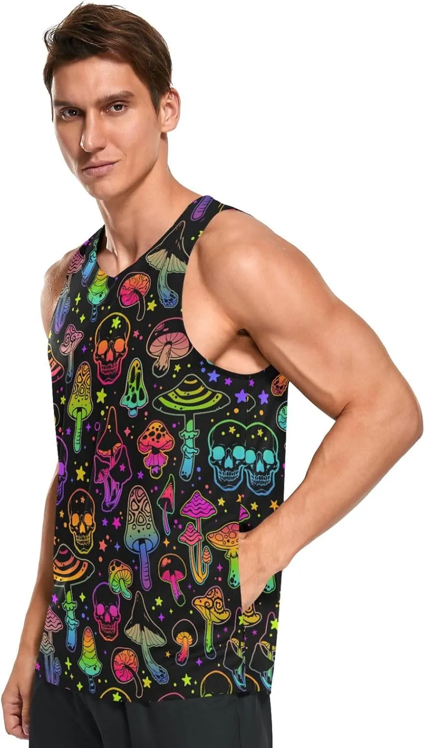 Men's Quick Dry Sports Tank Tops for Gym Athletic Fitness Running Workout Beach Sleeveless Shirts with Pocket