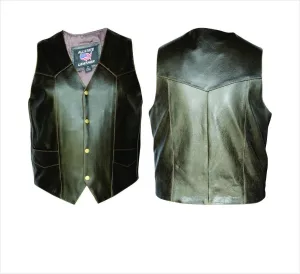 Men's Retro Brown Buffalo Leather Motorcycle Vest