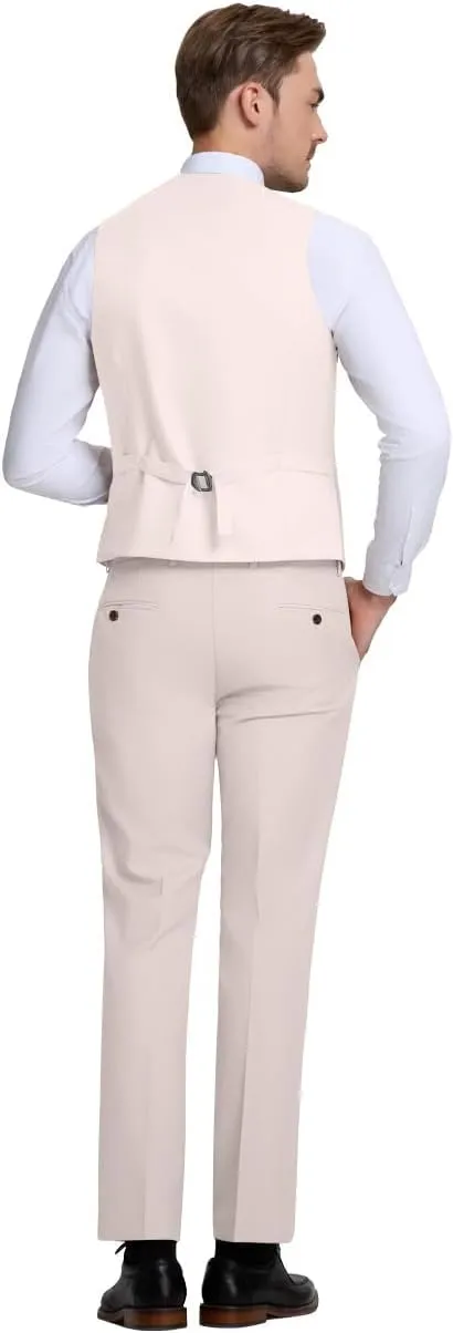 Mens Vest Pants Suits Set 2 Pieces Slim Fit Groomsmen Suit for Men Formal