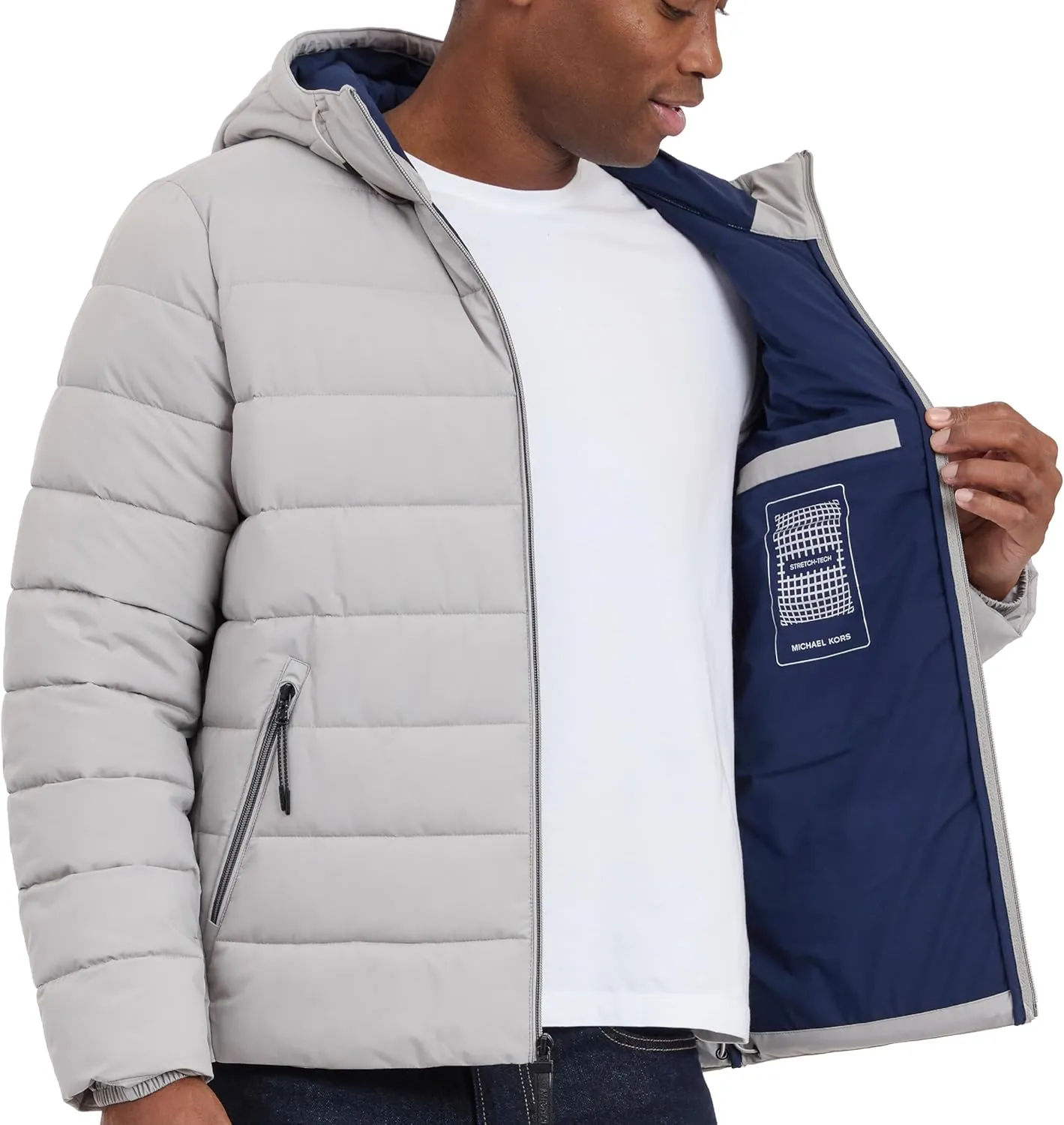 Michael Kors Men's Hooded Puffer Jacket, Rain and Cold Weather Coat