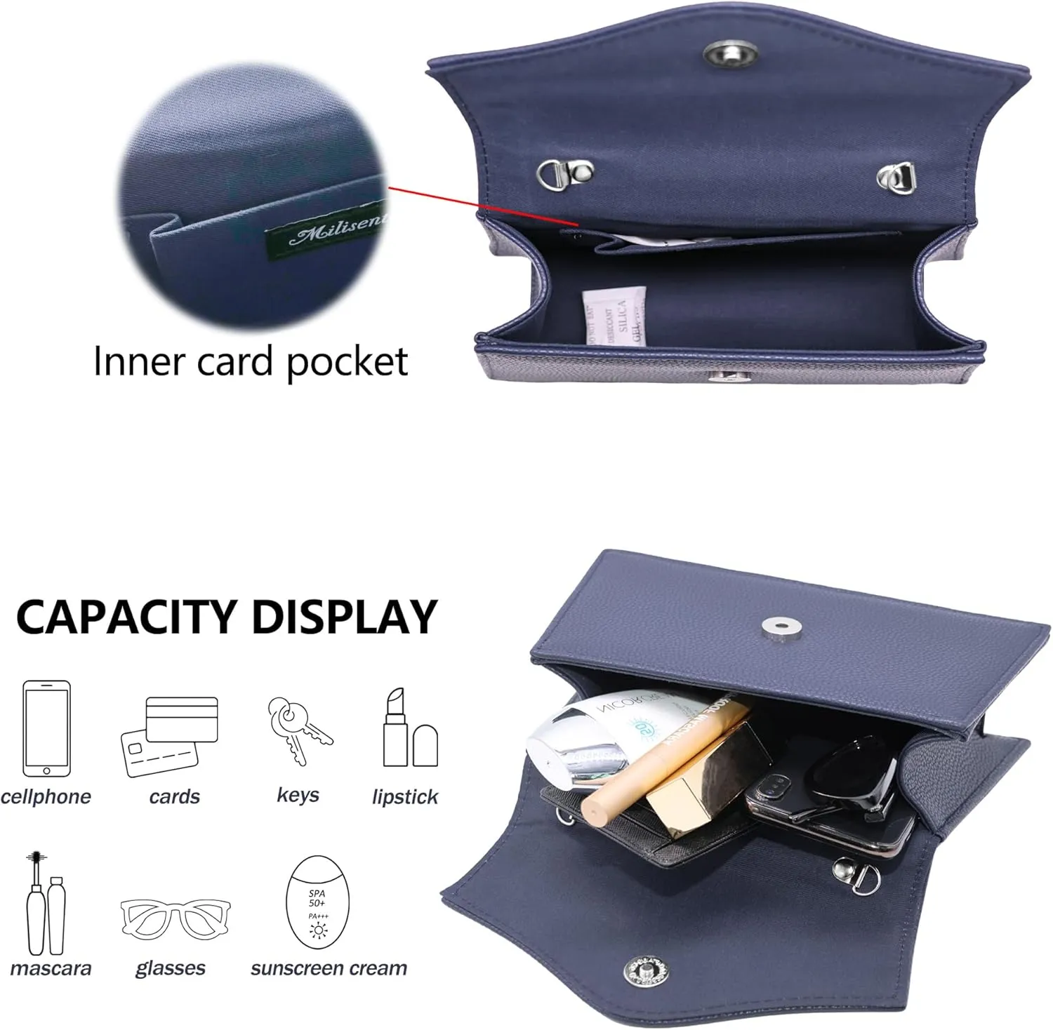 Milisente Women's Evening Bag Bridal Party Clutch Purses Cocktail Prom Handbags with Patent Leather