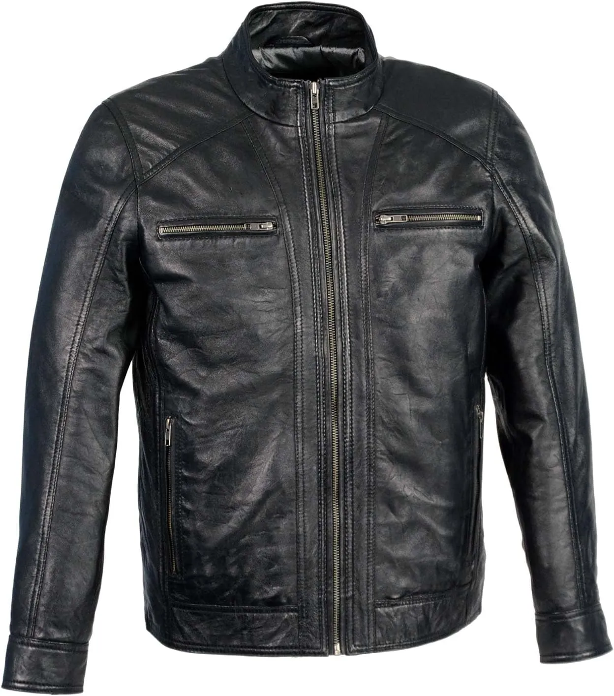 Milwaukee Leather Men's Saddle Color Lambskin Motorcycle Fashion Leather Jacket SFM1860