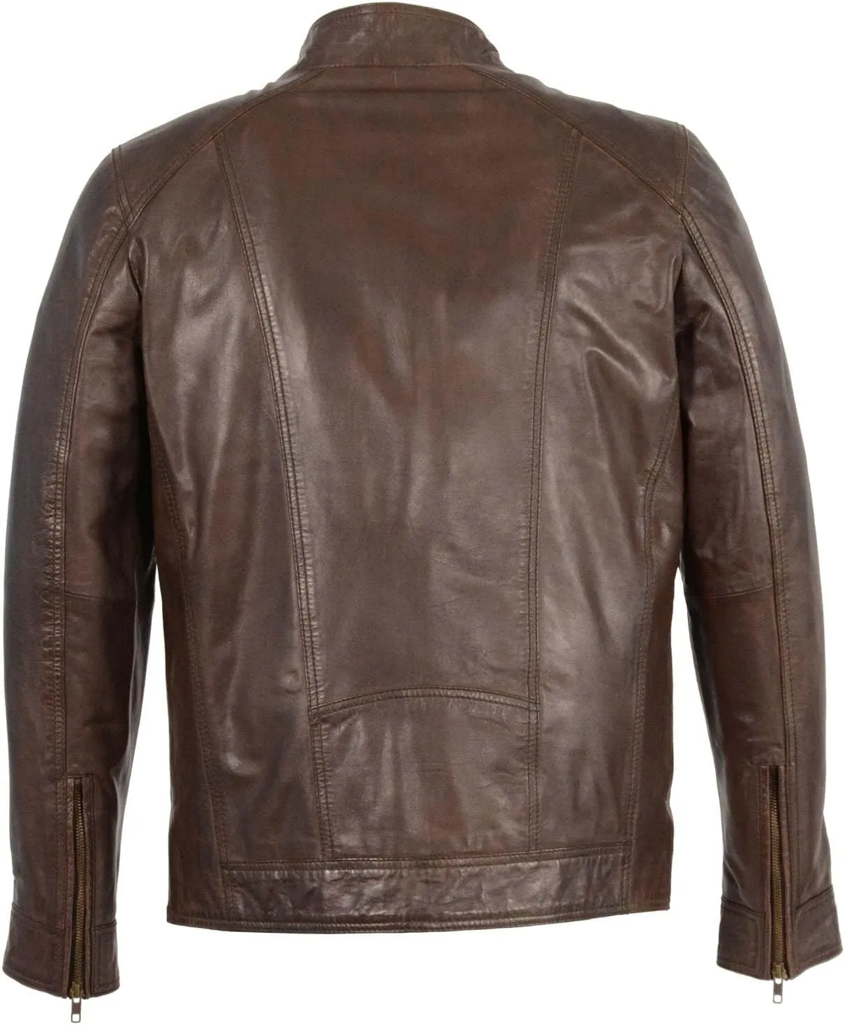 Milwaukee Leather Men's Saddle Color Lambskin Motorcycle Fashion Leather Jacket SFM1860