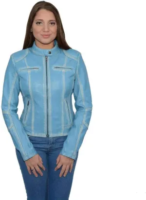 Milwaukee Leather SFL2830 Women's Aqua Scuba Style Sheepskin Fashion Leather Jacket