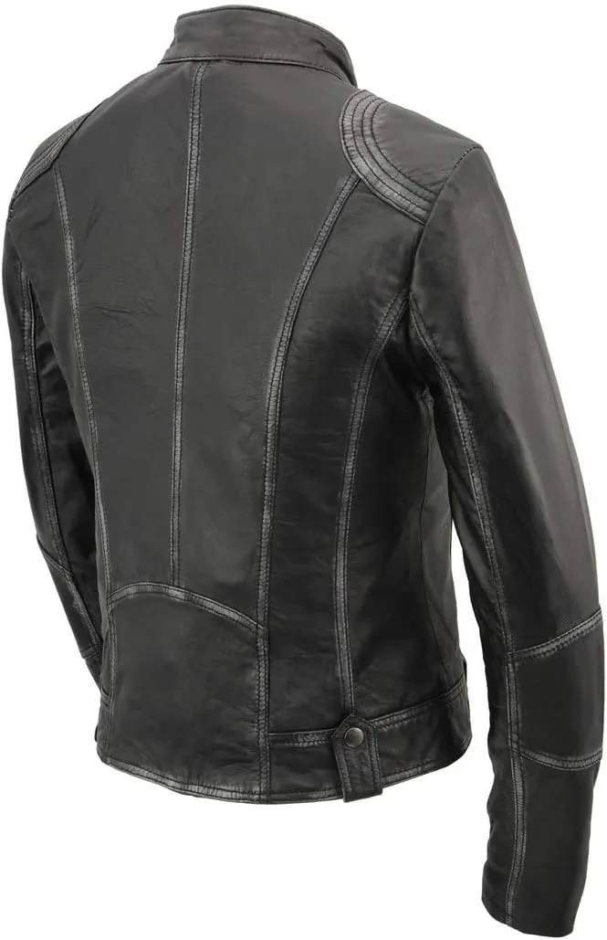 Milwaukee Leather SFL2830 Women's Black Sheepskin Scuba Style Fashion Leather Jacket