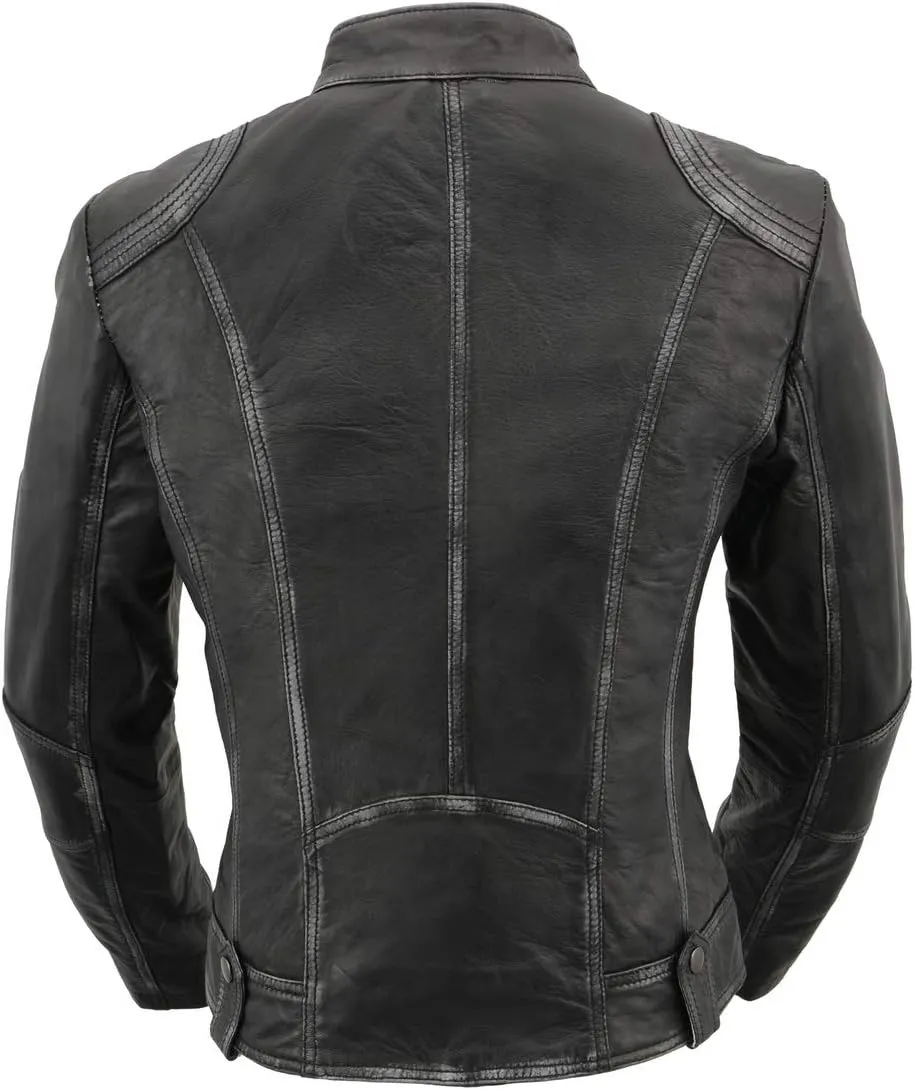 Milwaukee Leather SFL2830 Women's Black Sheepskin Scuba Style Fashion Leather Jacket