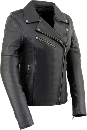 Milwaukee Leather SFL2870 Women's Duchess Black Motorcycle Style Fashion Casual Leather Jacket