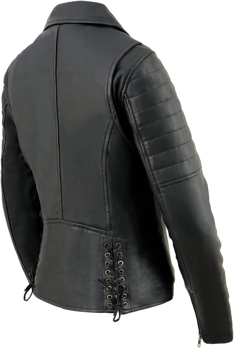 Milwaukee Leather SFL2870 Women's Duchess Black Motorcycle Style Fashion Casual Leather Jacket