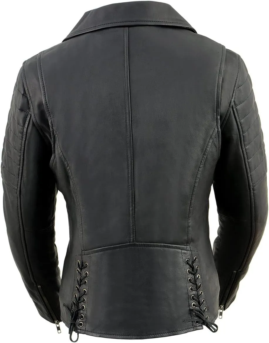 Milwaukee Leather SFL2870 Women's Duchess Black Motorcycle Style Fashion Casual Leather Jacket