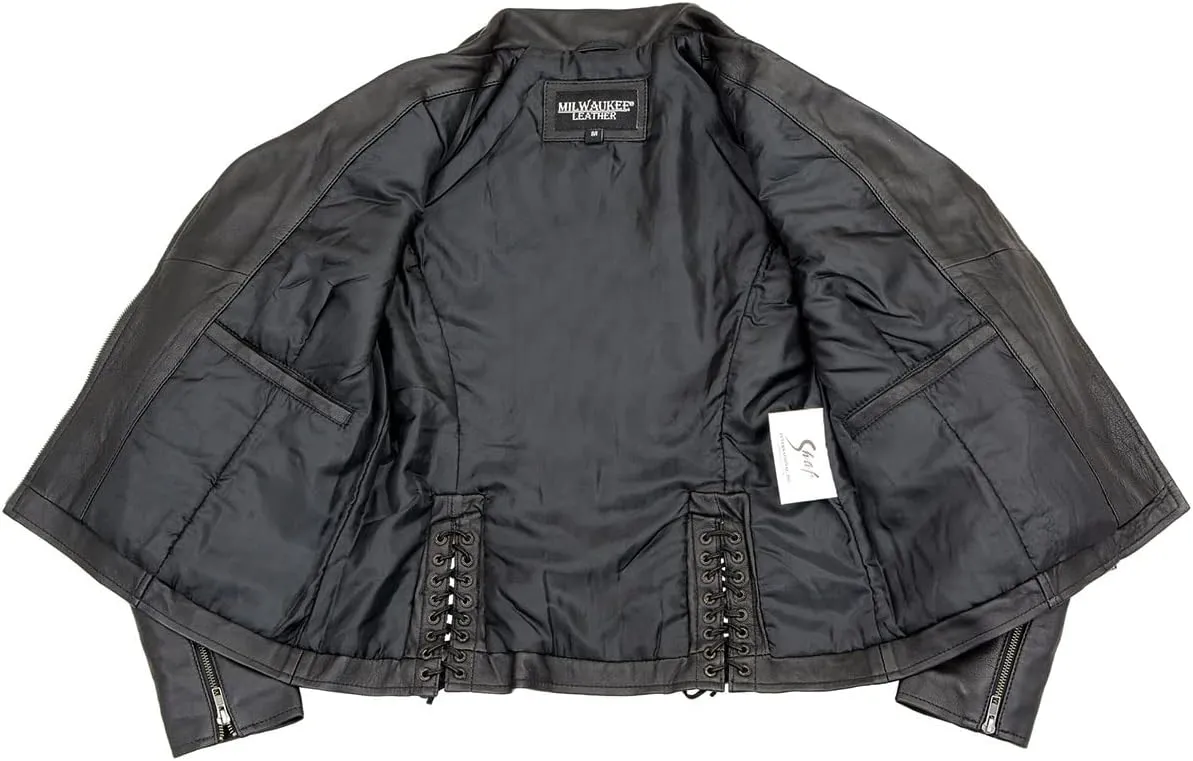 Milwaukee Leather SFL2870 Women's Duchess Black Motorcycle Style Fashion Casual Leather Jacket