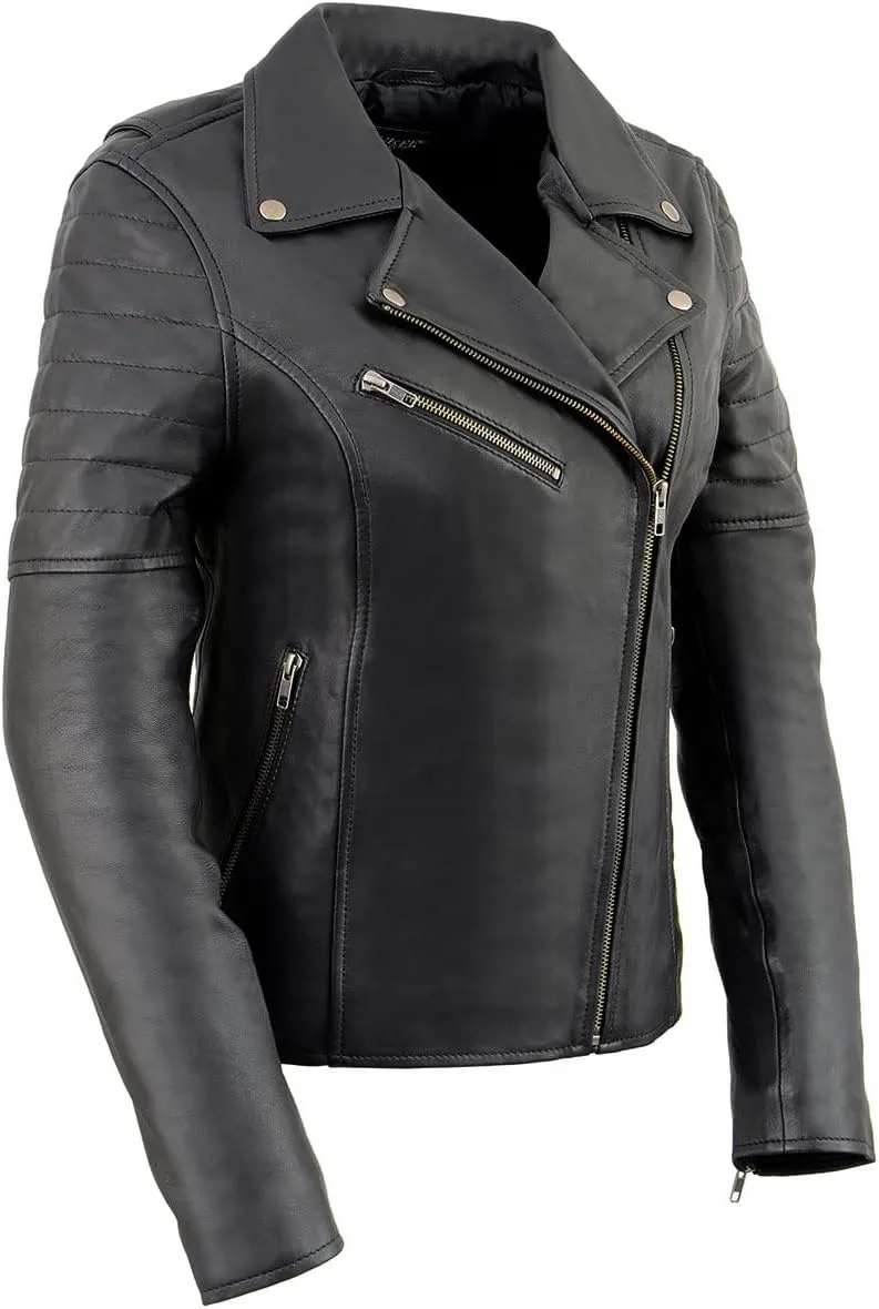 Milwaukee Leather SFL2870 Women's Duchess Black Motorcycle Style Fashion Casual Leather Jacket