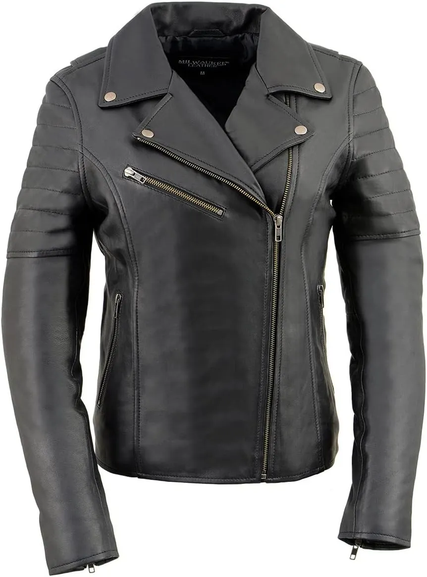 Milwaukee Leather SFL2870 Women's Duchess Black Motorcycle Style Fashion Casual Leather Jacket