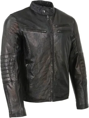 Milwaukee Leather SFM1809 Men's Two-Tone Euro Collar Cafe Style Leather Jacket