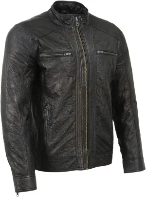 Milwaukee Leather SFM1861 Men's Two-Tone Leather Jacket with Front Zipper Closure