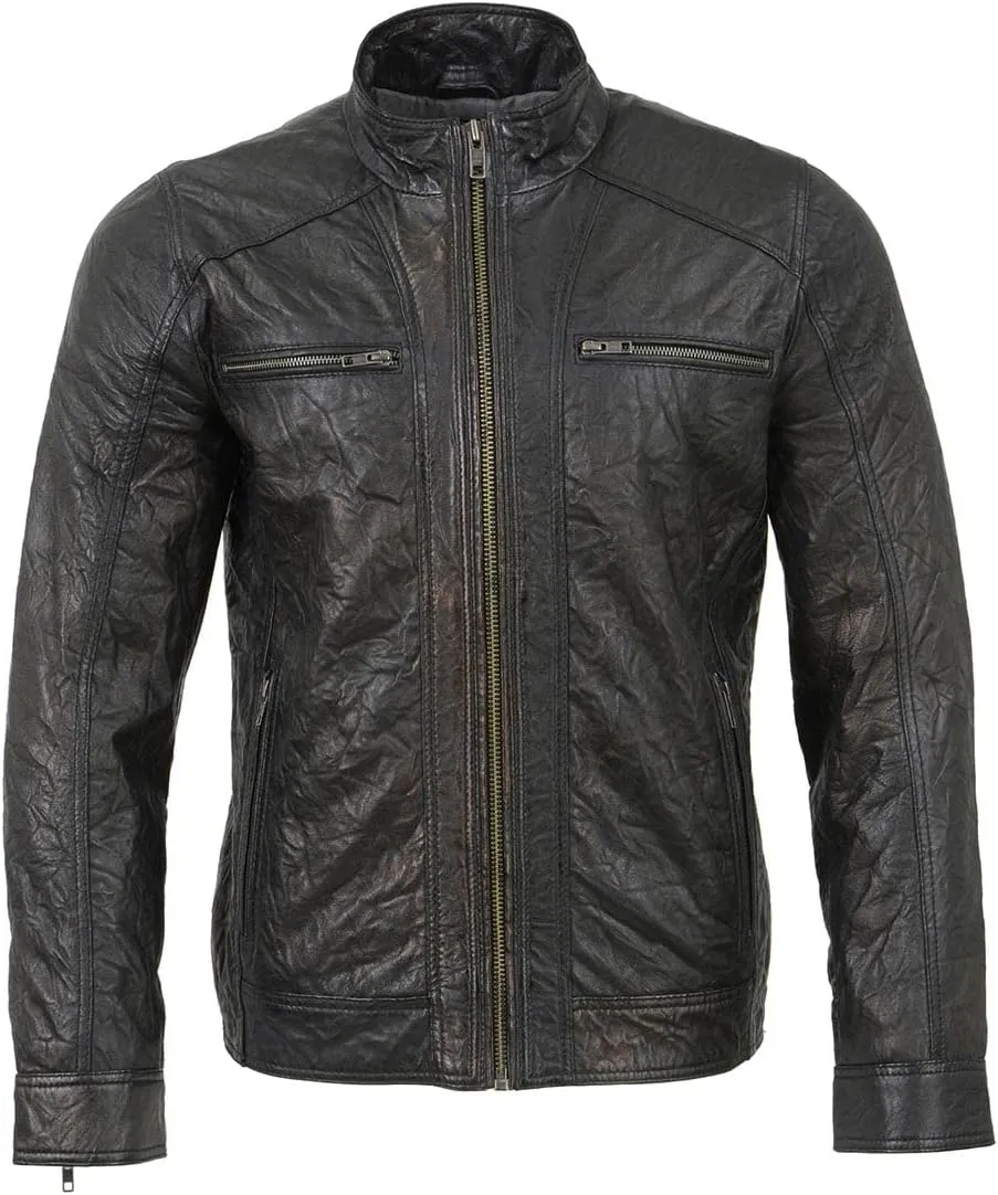 Milwaukee Leather SFM1861 Men's Two-Tone Leather Jacket with Front Zipper Closure