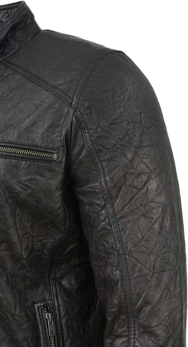 Milwaukee Leather SFM1861 Men's Two-Tone Leather Jacket with Front Zipper Closure
