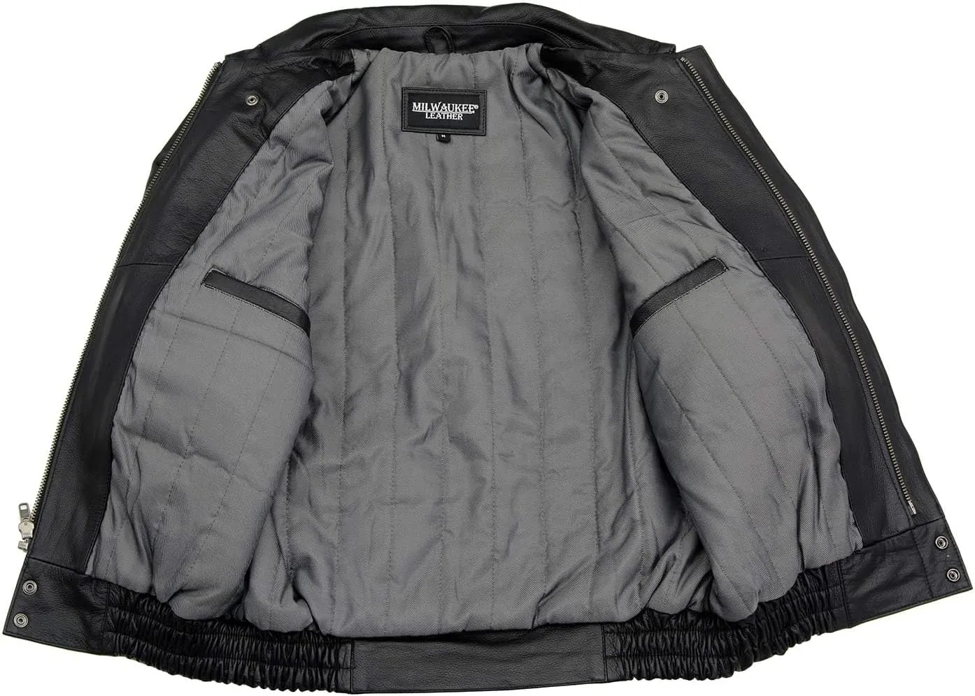 Milwaukee Leather SFM1865 Men's Black Classic Fashion Leather Jacket with Zipper Closure