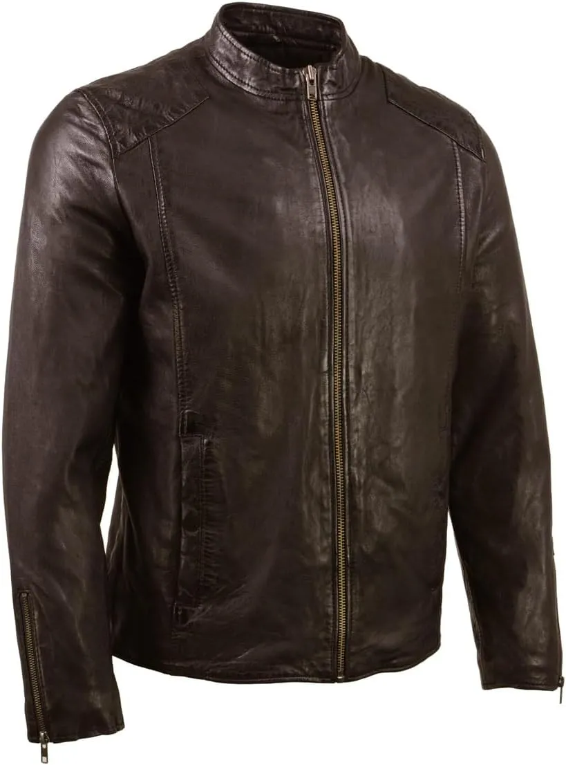 Milwaukee Leather SFM1865 Men's Black Classic Fashion Leather Jacket with Zipper Closure