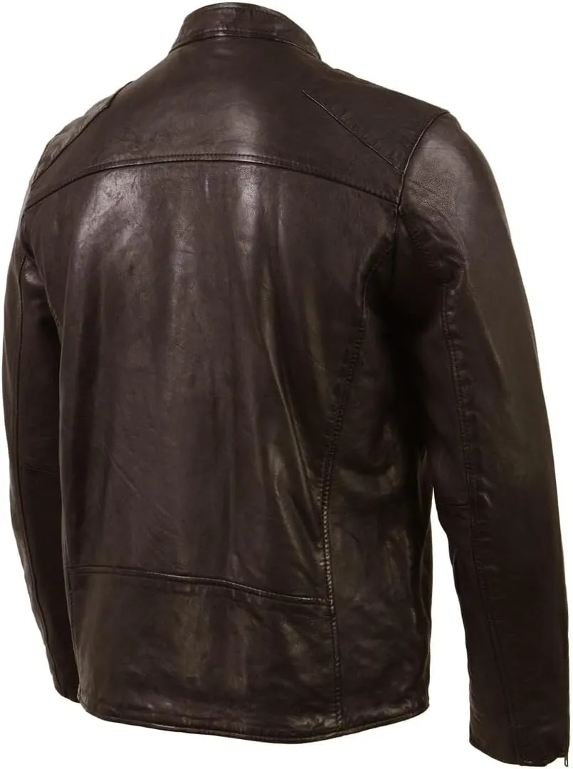 Milwaukee Leather SFM1865 Men's Black Classic Fashion Leather Jacket with Zipper Closure