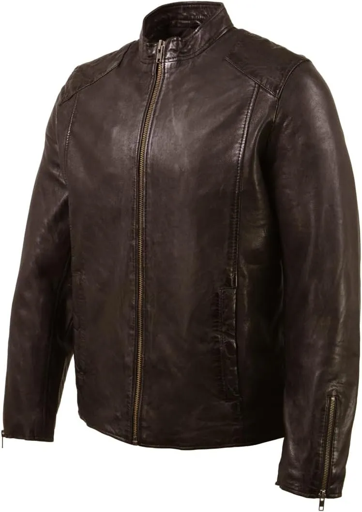 Milwaukee Leather SFM1865 Men's Black Classic Fashion Leather Jacket with Zipper Closure