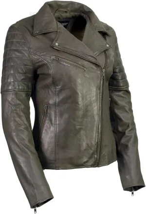 Milwaukee Leather Women's Maiden Aqua Premium Sheepskin Motorcycle Fashion Leather Jacket with Studs SFL2840