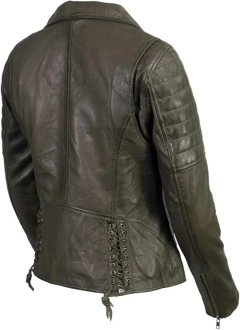 Milwaukee Leather Women's Maiden Aqua Premium Sheepskin Motorcycle Fashion Leather Jacket with Studs SFL2840