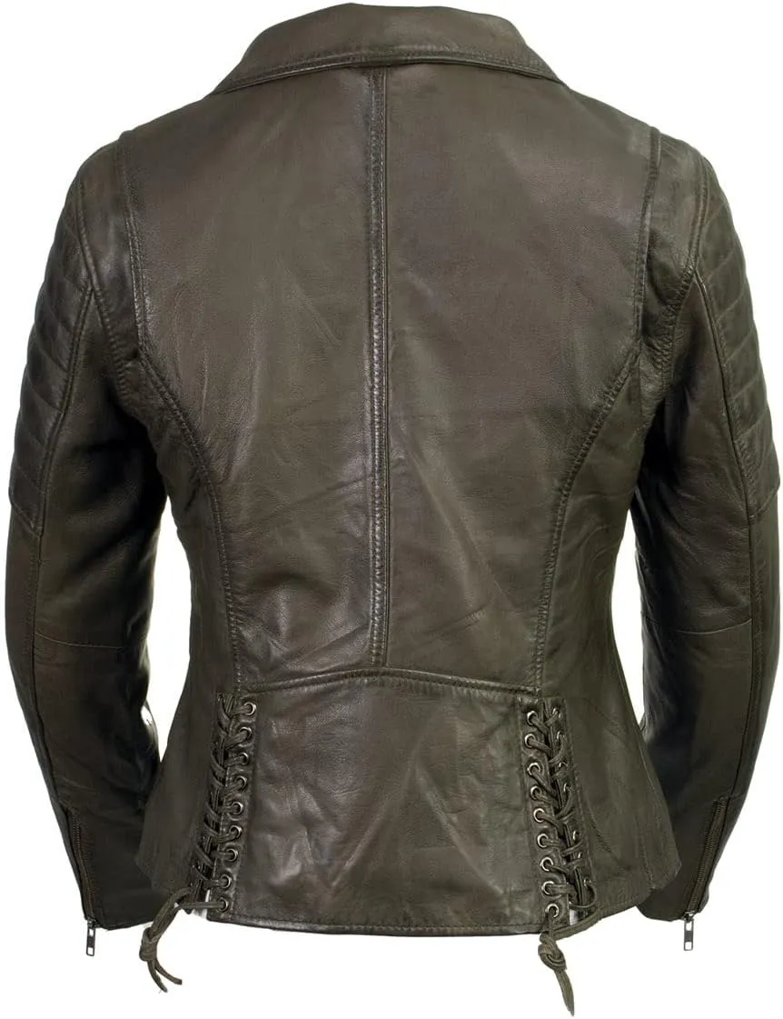 Milwaukee Leather Women's Maiden Aqua Premium Sheepskin Motorcycle Fashion Leather Jacket with Studs SFL2840