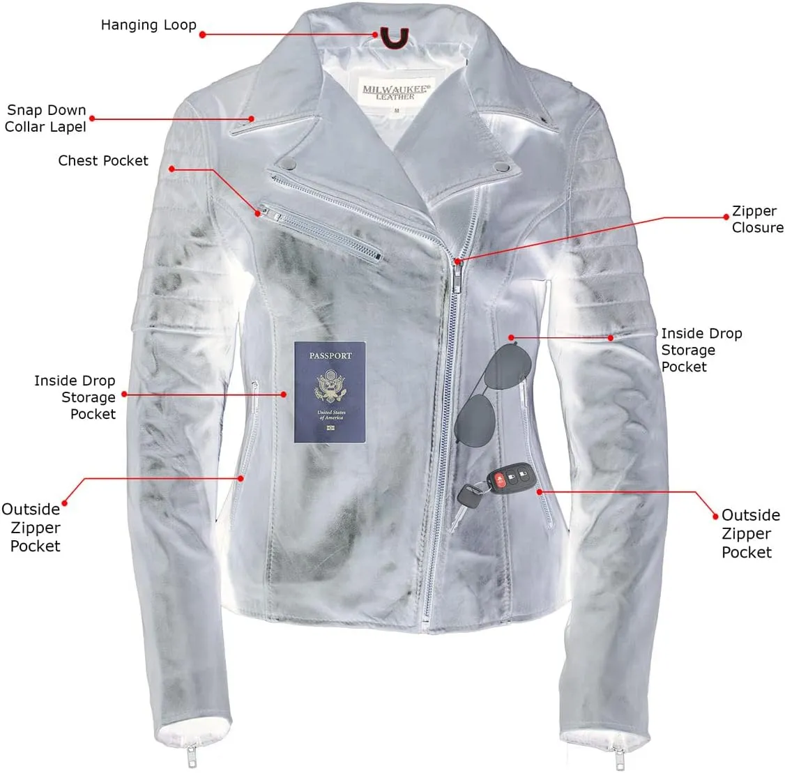 Milwaukee Leather Women's Maiden Aqua Premium Sheepskin Motorcycle Fashion Leather Jacket with Studs SFL2840