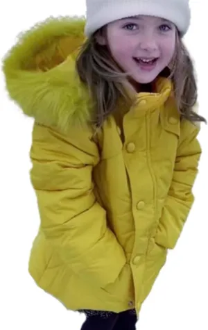 Miss Bei Girls' Puffer Down Coat Winter Fur Jacket Parka Down Coat Kids with Fur Hood