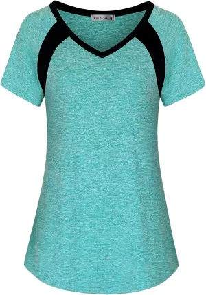 MISS FORTUNE Womens Active Wear Exercise Top Yoga Shirt Workout Clothes