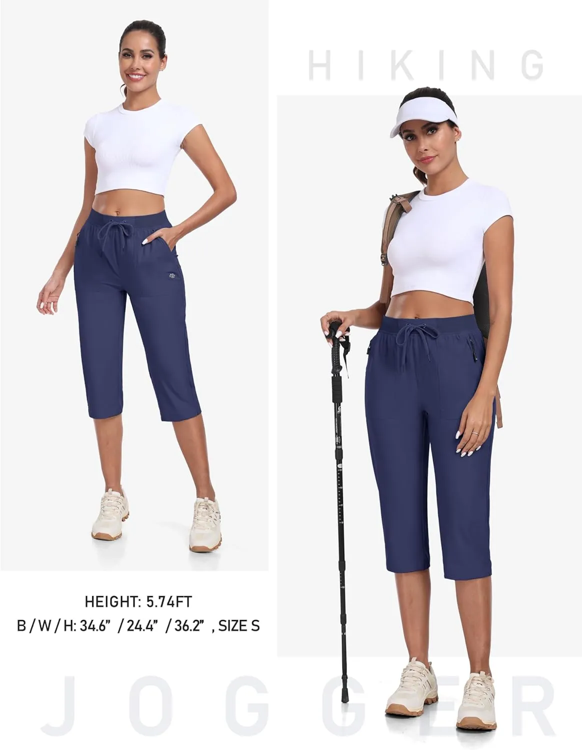 MoFiz Capri Pants for Women Lightweight Ice Cool Capris for Women Casual Summer Trip Loose Shorts with Zipper Pockets