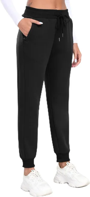 MoFiz Women's Fleece Lined Hiking Pants Water Resistant High Waisted Thermal Joggers Winter Running Sweatpants Zip Pockets