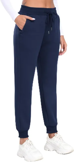 MoFiz Women's Fleece Lined Hiking Pants Water Resistant High Waisted Thermal Joggers Winter Running Sweatpants Zip Pockets