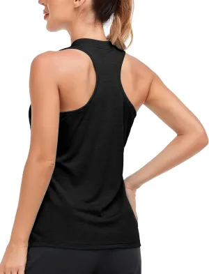 MoFiz Women's Sleeveless Golf Polo Tennis Shirts 1/4 Zip Quick Dry Lightweight Athletic Tank Tops for Running Workout