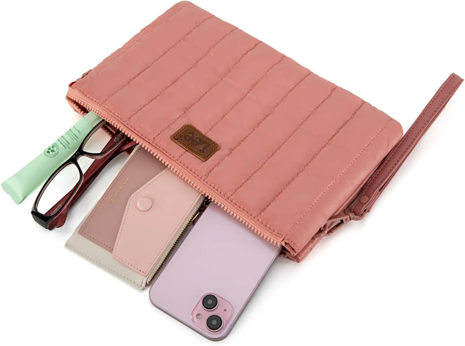 Montana West x Lee Large Wristlet Purse for Women Quilted Puffer Clutch Slim Wallet Handbags Holder Cell Phone Organizer