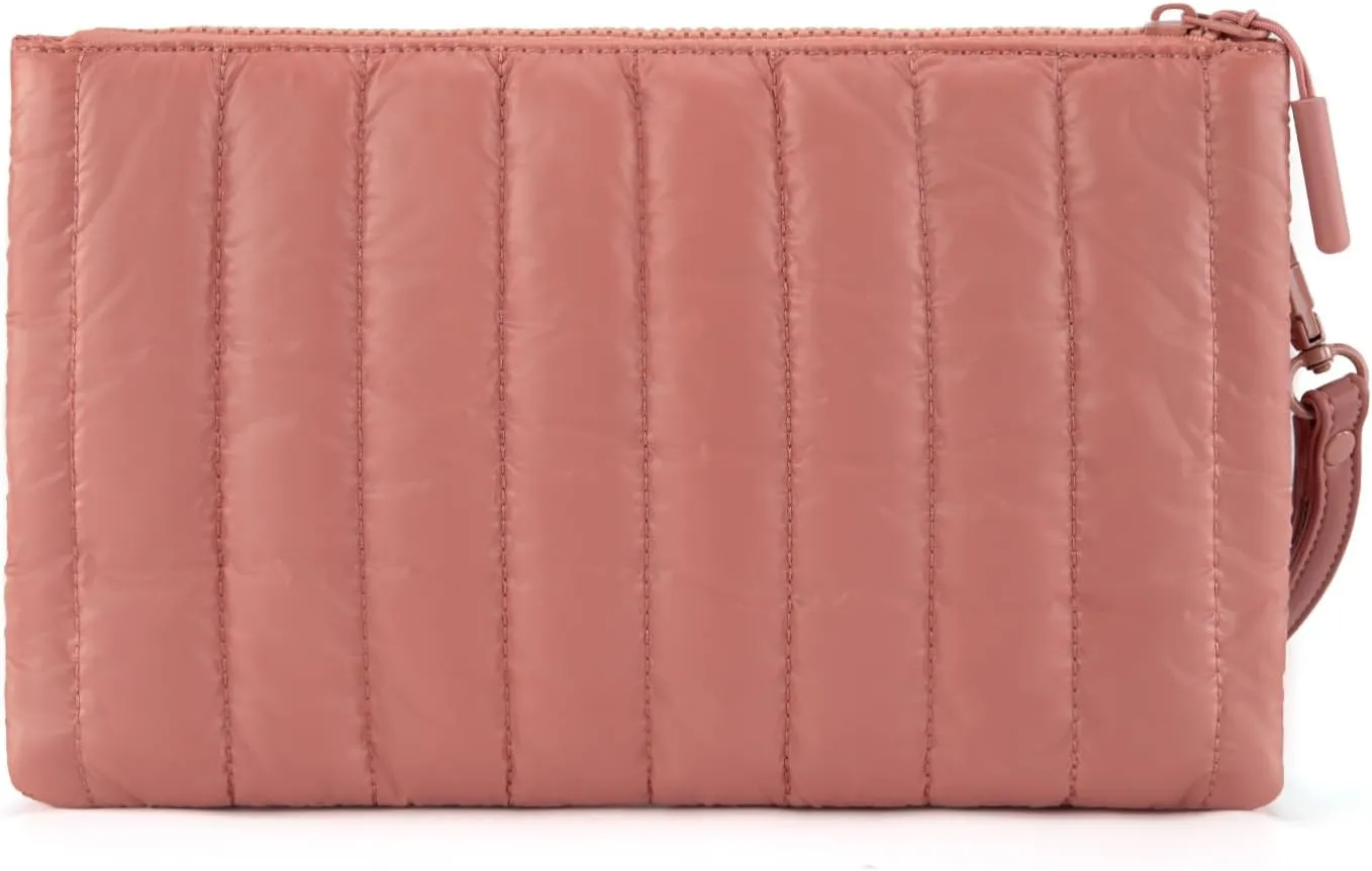 Montana West x Lee Large Wristlet Purse for Women Quilted Puffer Clutch Slim Wallet Handbags Holder Cell Phone Organizer
