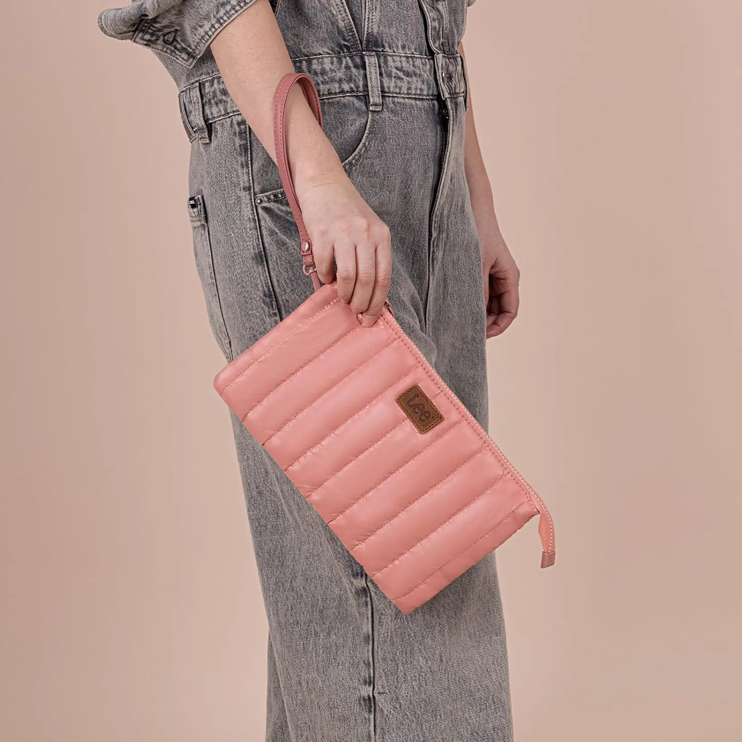 Montana West x Lee Large Wristlet Purse for Women Quilted Puffer Clutch Slim Wallet Handbags Holder Cell Phone Organizer