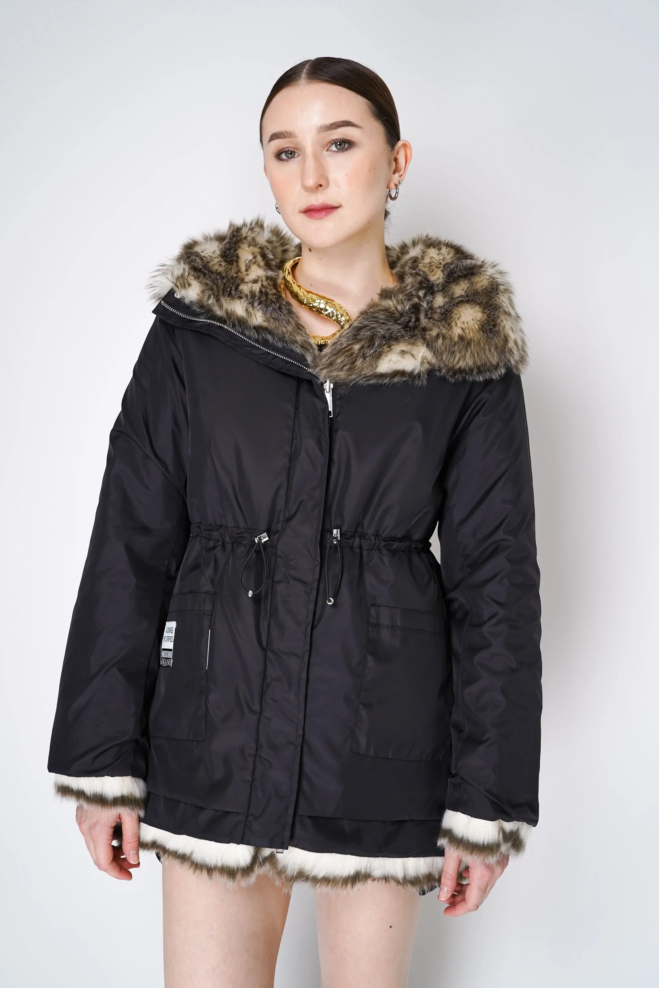 Moschino Jeans Reversible Faux Fur Coat