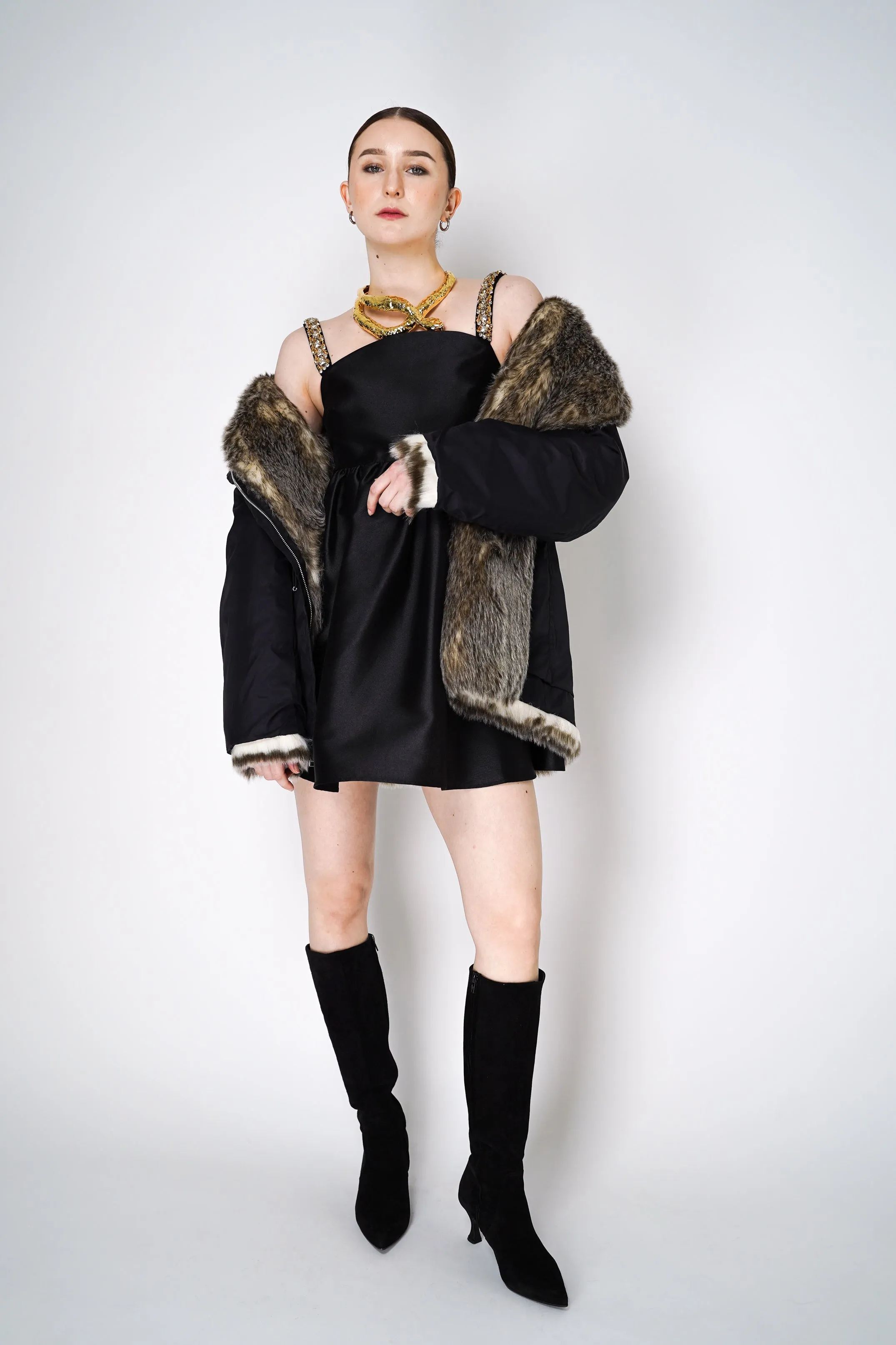 Moschino Jeans Reversible Faux Fur Coat