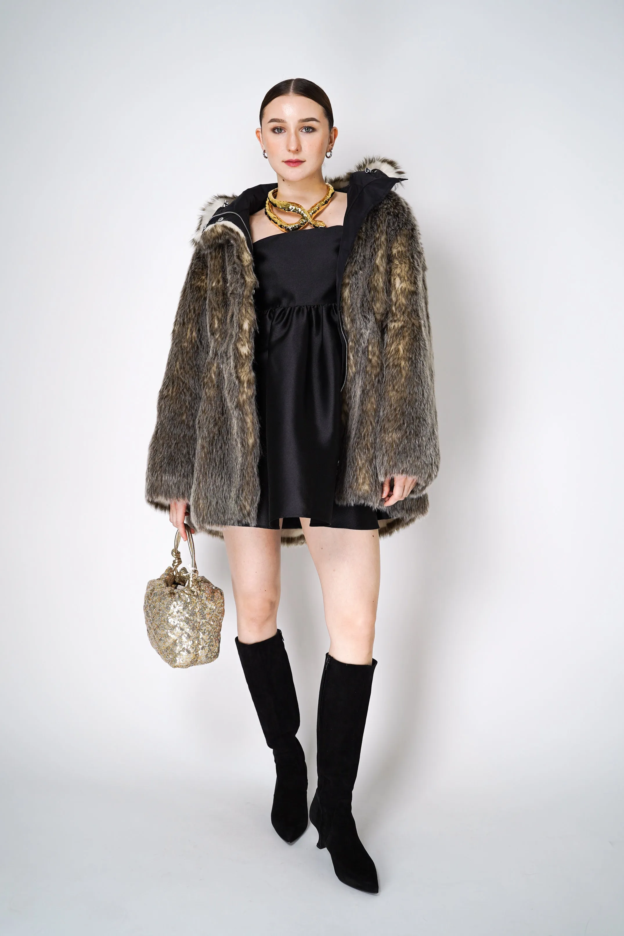 Moschino Jeans Reversible Faux Fur Coat